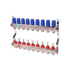Коллектор нержавеющий MVI с расходомерами 9 выходов 1*3/4" EK MS.509.06