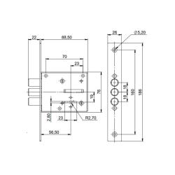 Замок врезной СИМЕКО БИФ 010 Хром