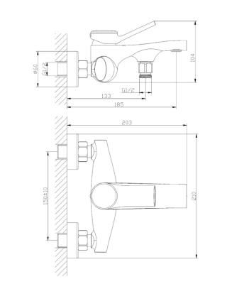 Смеситель для ванны ORANGE AP54-500 Смеситель для ванны ORANGE AP54-500