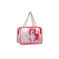 Косметичка на молнии 25см, розовый с принтом