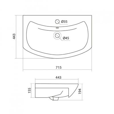 Тумба с раковиной RUVANN Vasa 70