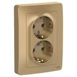 Розетка SYSTEME ELECTRIC Blanca двойная с заземлением титан BLNRS001024