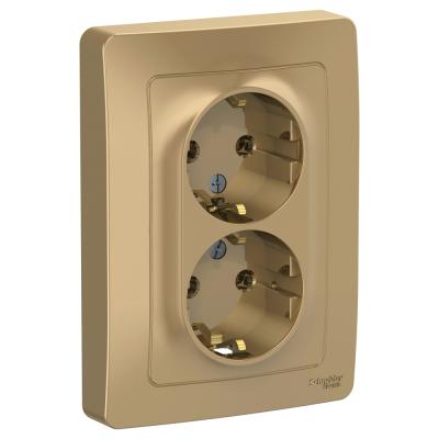 Розетка SYSTEME ELECTRIC Blanca двойная с заземлением титан BLNRS001024