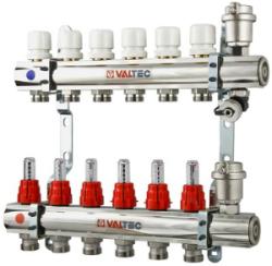 Коллектор латунный VALTEC с расходомерами 9 выходов 1*3/4" EK VTc.596.EMNX.0609