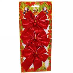 Елочное украшение СЕРПАНТИН Бант Красный шик 9 см