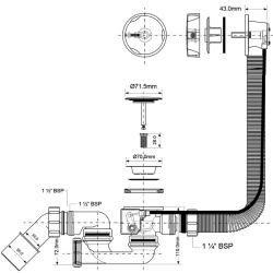 Сифон для ванны MCALPINE MRB2CBN-PB