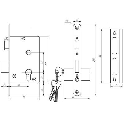 Замок врезной ЗЕНИТ ЗВ4-3.07 Медь Замок врезной ЗЕНИТ ЗВ4-3.07 Медь