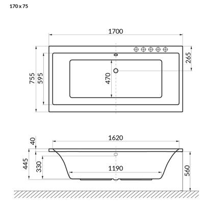 Ванна акриловая EXCELLENT Pryzmat бронза 170*75 см