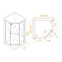 Душевое ограждение RGW PA-81B 100*100 см 