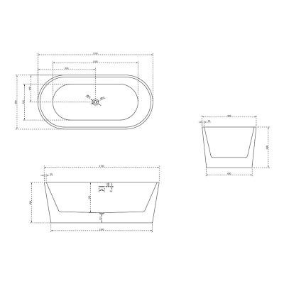 Ванна акриловая ABBER 170*80 см AB9209MW