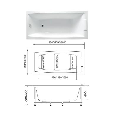 Ванна акриловая OPTIMA Reddy 150*75 см