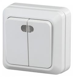 Выключатель НАРОДНАЯ ПРОДУКЦИЯ Дача 2 клавиши с подсветкой белый