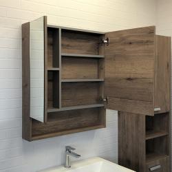 Зеркальный шкаф COMFORTY Никосия дуб темный 70*80 см