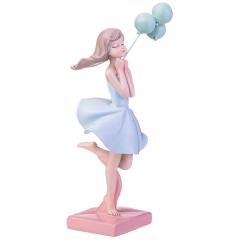 (АКЦИЯ) Cтатуэтка 8*7*21см Девочка с шариками полистоун /154-623/LEFARD/ 