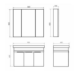 Зеркальный шкаф COMFORTY Соло дуб темно-коричневый  88*80 см 