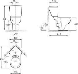 Унитаз-компакт JACOB DELAFON Odeon Up угловой