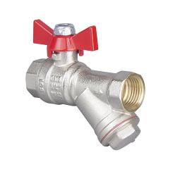 Кран шаровой TEBO с фильтром ручка бабочка 1/2" ВР 