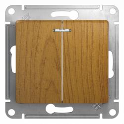 Механизм выключателя SYSTEME ELECTRIC Glossa 2 клавиши с подсветкой дуб GSL000553