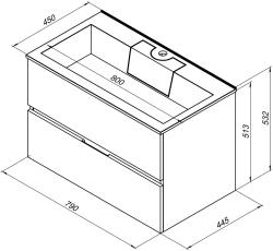 Тумба с раковиной AQUANET Алвита 80 серый антрацит 