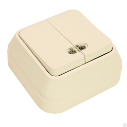 Выключатель MAKEL 2 клавиши с подсветкой кремовый 45223