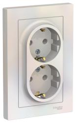 Розетка сетевая SYSTEME ELECTRIC Atlas design двойная с заземлением жемчуг ATN000424