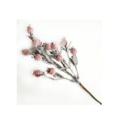 Декоративная веточка АЗАЛИЯ Еловая заснеженная с ягодами красный 22 см