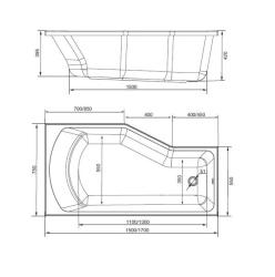 Ванна акриловая OPTIMA Cross R 150*75 см
