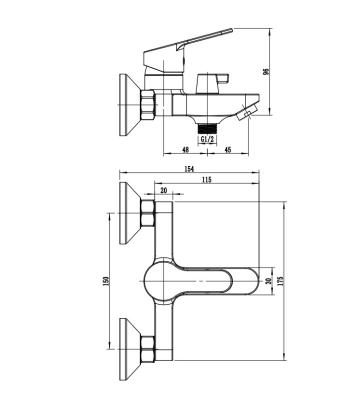 Смеситель для ванны RUSH A275-02-44 