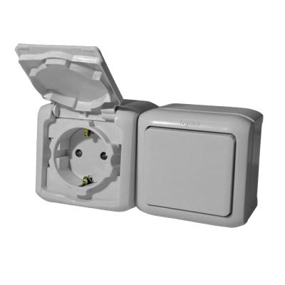 Блок розетка и выключатель LEGRAND Quteo серый 782348
