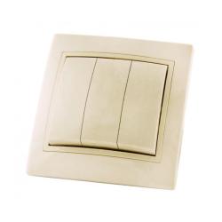 Выключатель TDM Таймыр 3 клавиши слоновая кость