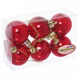Набор шаров СЕРПАНТИН Глянец красный 4 см