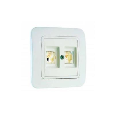 Розетка телефонная MAKEL Lilium двойная белый 70034