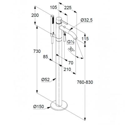 Смеситель для ванны KLUDI Bozz 385900576