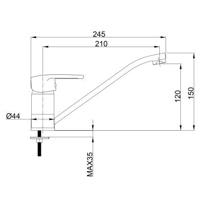 Смеситель для кухни JUGUNI Pegas 0402.602  Смеситель для кухни JUGUNI Pegas 0402.602