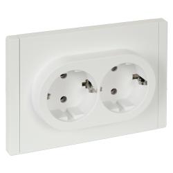 Розетка сетевая IEK Forte&Piano с заземлением двойная белый FP-R21-16-1-K01
