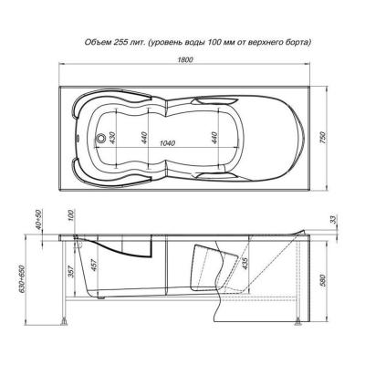 Ванна акриловая AQUANET Viola 180*75 см