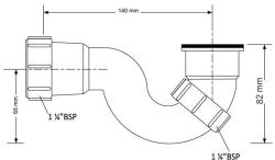 Сифон трубный MCALPINE для ванны и душевого поддона MRB6-32