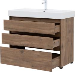Тумба с раковиной AQUANET Nova Lite 100 3 ящика дуб рустикальный 