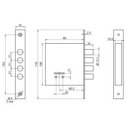 Замок врезной ПРОСАМ 8-8М Хром