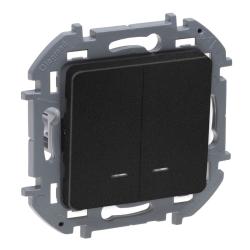 Механизм выключателя LEGRAND Inspiria 2 клавиши с подсветкой антрацит 673633