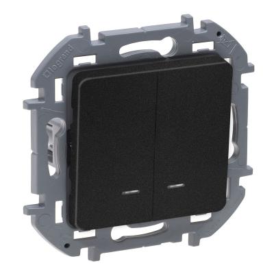 Механизм выключателя LEGRAND Inspiria 2 клавиши с подсветкой антрацит 673633