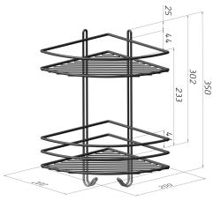 Полка для ванной PROFFERO угловая крючки белый