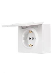 Розетка сетевая LEZARD Leto с заземлением с крышкой белый 752-0200-123B