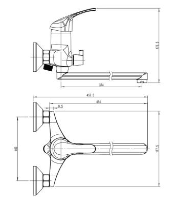 Смеситель для ванны RUSH A417-02-51 