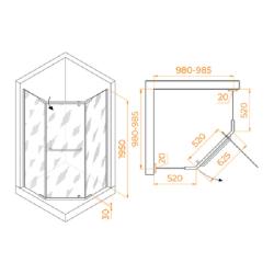 Душевое ограждение RGW PA-081 100*100 см 
