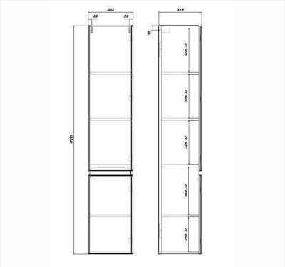 Пенал RUVANN Stello Grey 30 33,2*170 см