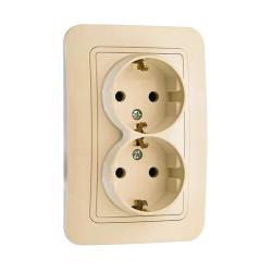 Розетка сетевая MAKEL Lilium с заземлением двойная кремовый 70282