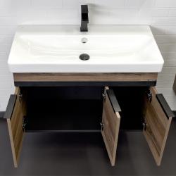 Тумба с раковиной COMFORTY Соло 90 дуб темно-коричневый 