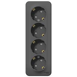 Розетка SYSTEME ELECTRIC Blanca 4 гнезда с заземлением с защитными шторками антрацит BLNRA011416