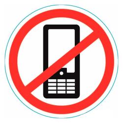 Знак безопасности Использование мобильных телефонов запрещенно 150*150 мм